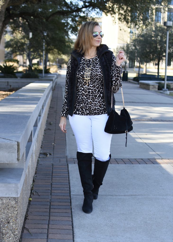 Leopard Warms Up Winter White #winterstyle 