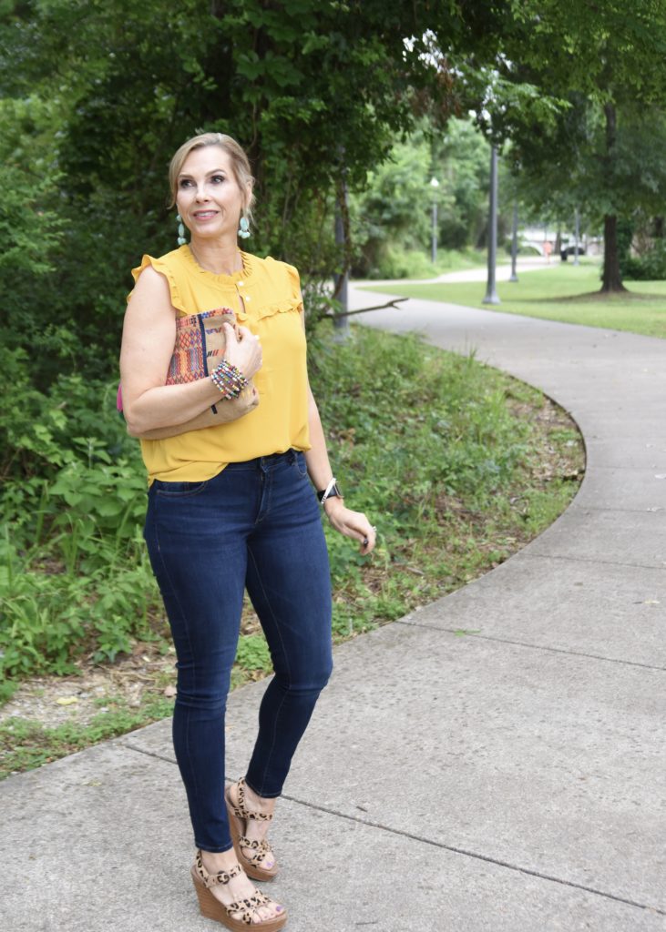 Yellow Ruffle Henley #yellow #spring