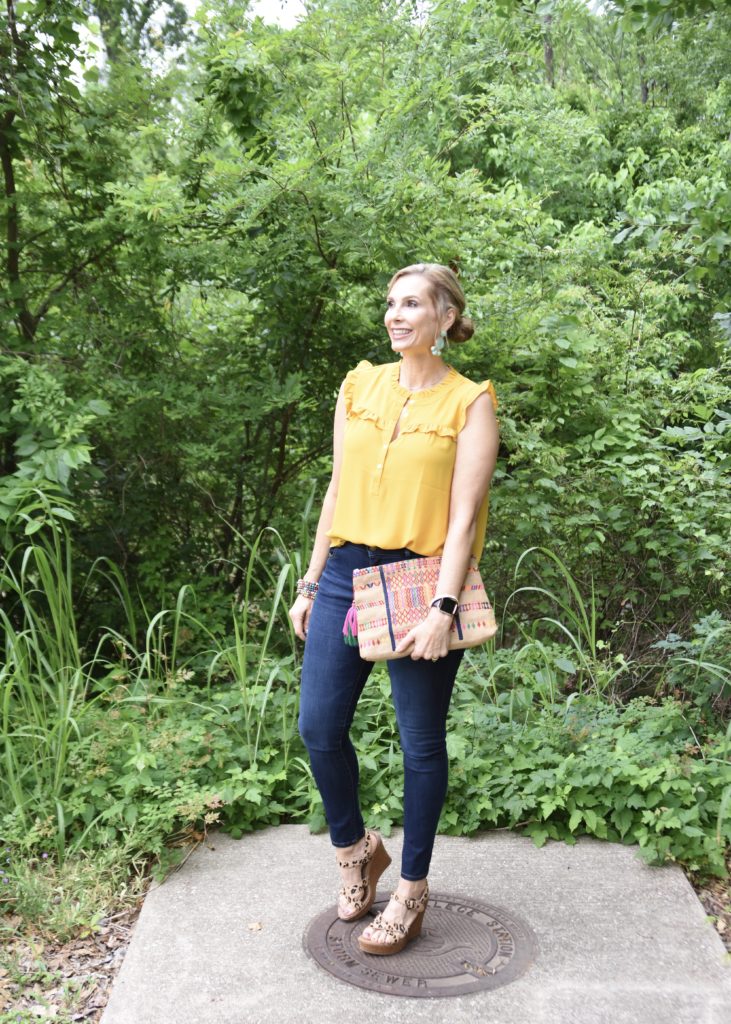 Yellow Ruffle Henley #yellow #spring