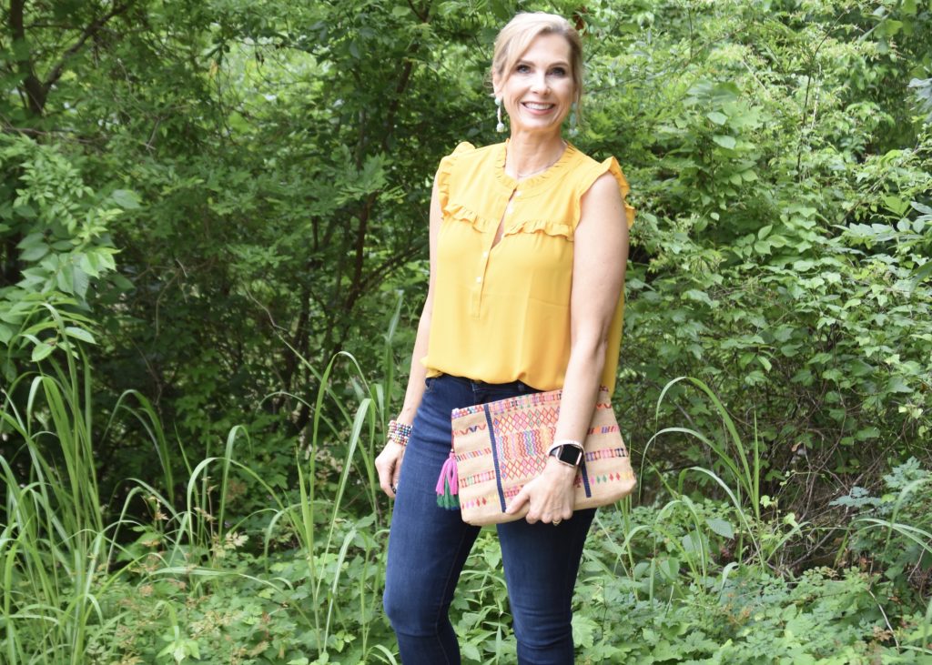 Yellow Ruffle Henley #yellow #spring