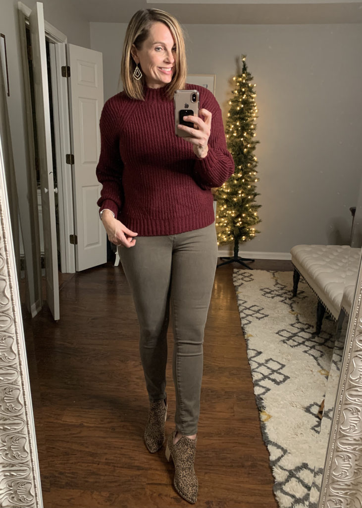 Burrgundy Sweater & Olive #oldnavy #tryon