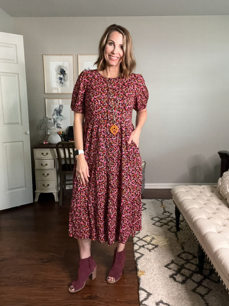 Fall Floral Dress #oldnavy #fallfashion